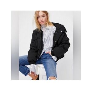 Free People Slouchy Puffer Jacket‎ Black Women Size Large